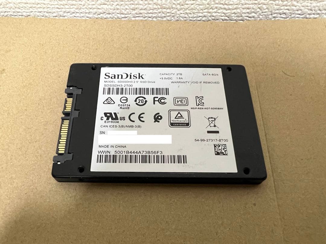 内蔵型SSD SandiskSSD 2TB SDSSDH3-2T00 2.5inch SATA