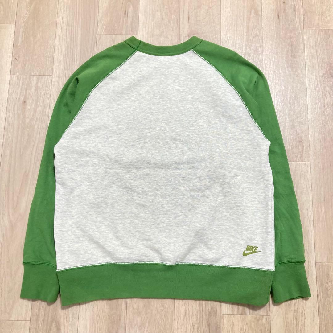 00s NIKE ゴツナイキロゴ刺繍ラグランスウェット 表記L 銀タグ　カマボコ