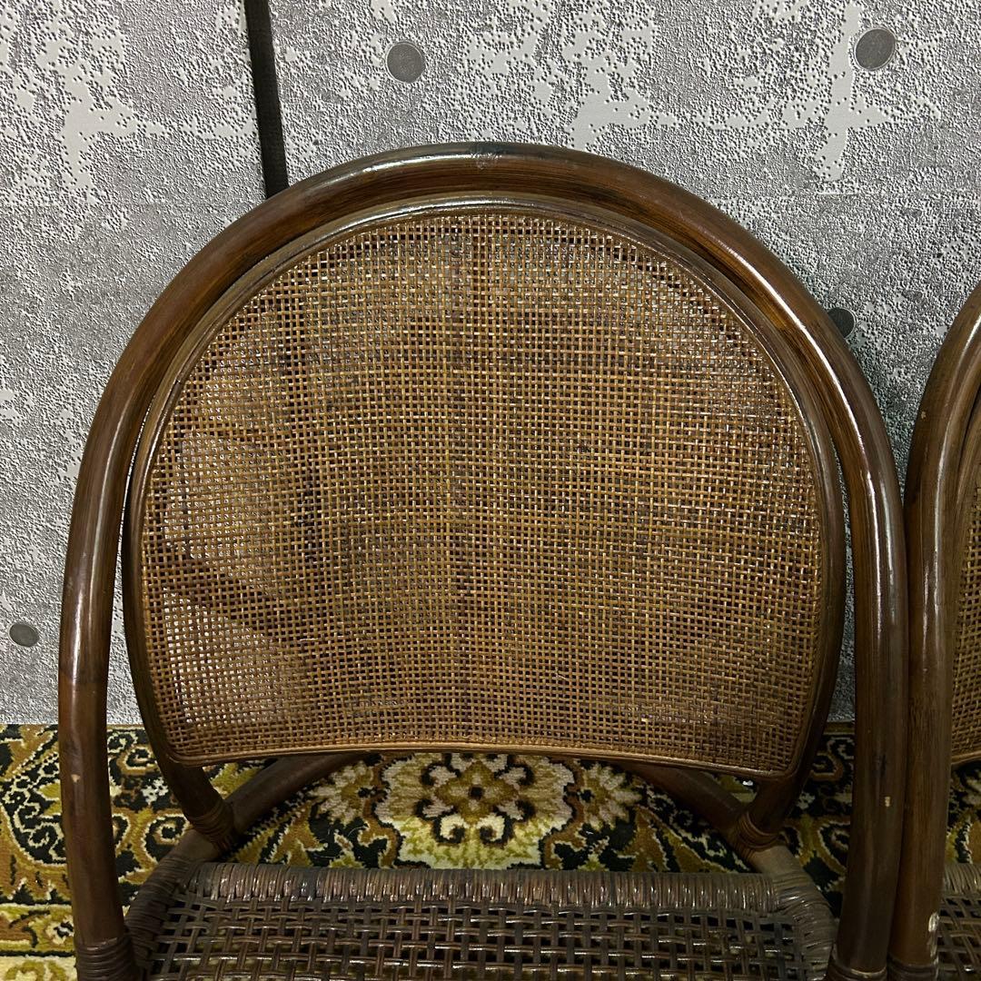 ꧁籐家具꧂ラタン座卓&座椅子2脚セット ガラス 食卓 机 椅子 いす イス