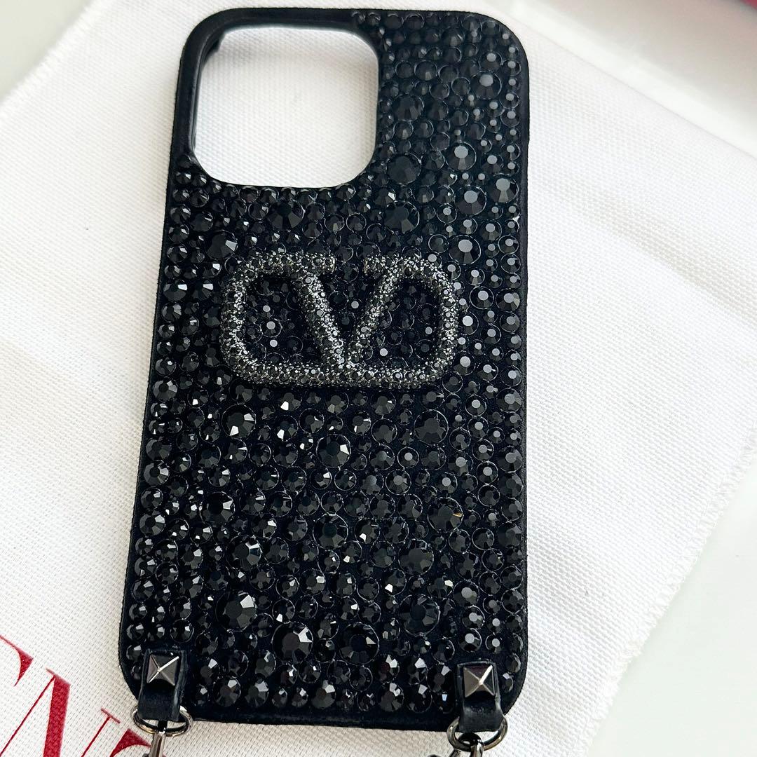 VALENTINO ビジュー ブラック iPhoneケース