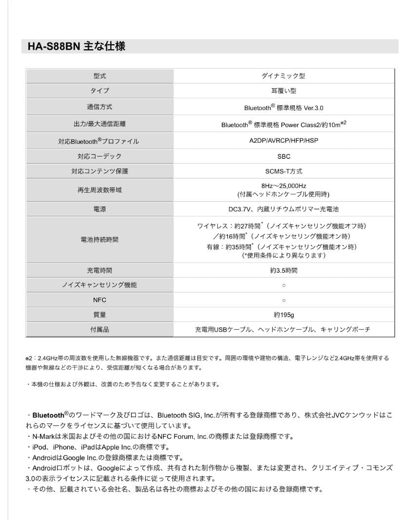 ☆新品未使用☆ JVC ワイヤレスヘッドフォン Bluetooth