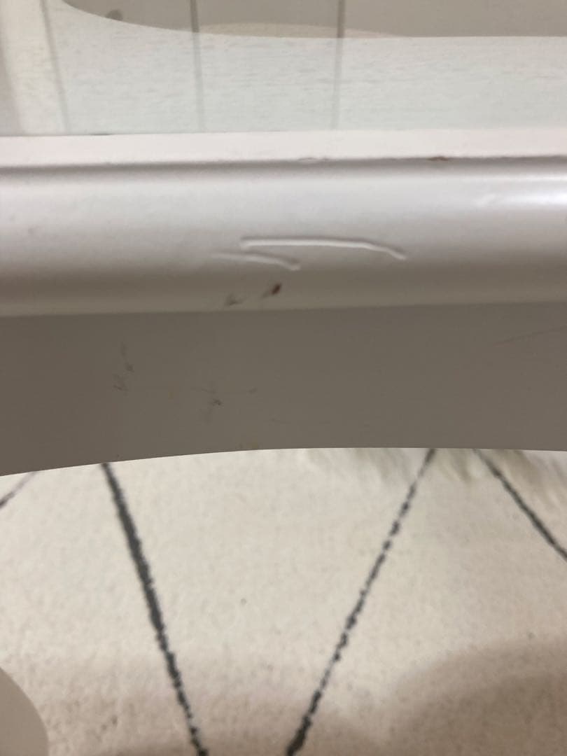 ホワイト 姫系家具 猫足 ロココ調ガラスローテーブル 横幅75cm 引き取りも可