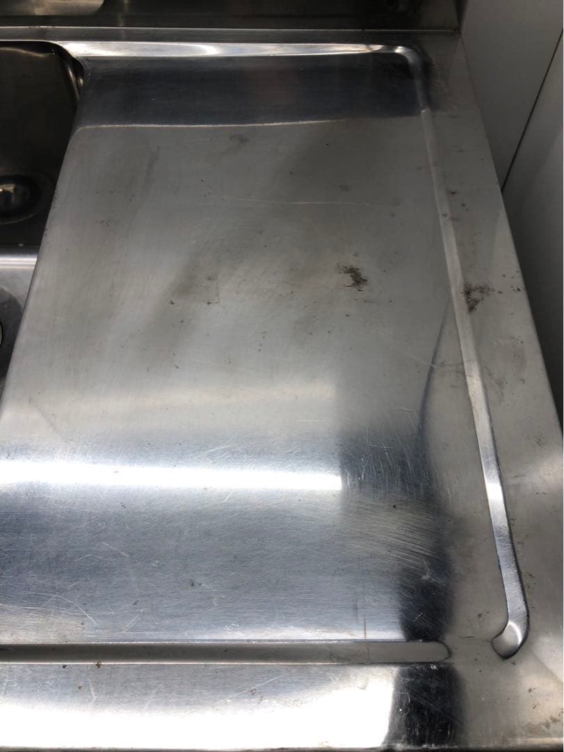 ☆地域限定送料無料☆工場整備品☆ニ槽シンク　水切付　幅1200 ステンレス