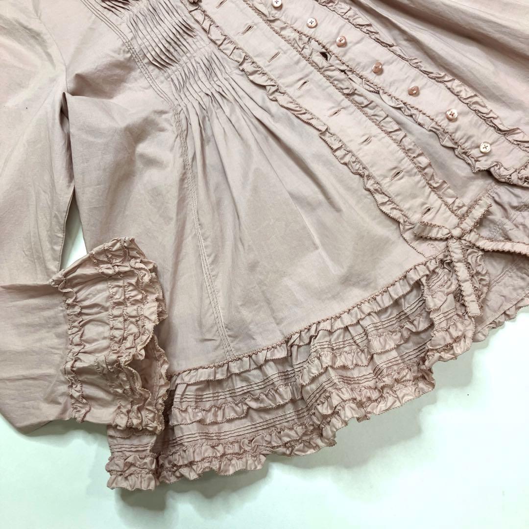 ピンクハウス ピンク ピコフリル ピンタック使い 綿ローンオーバーブラウス