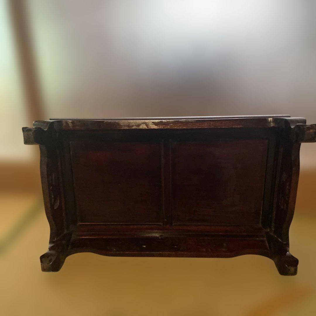 花瓶台　彫刻　ダークブラウン　木製　飾り台　置物　アジアン　床の間