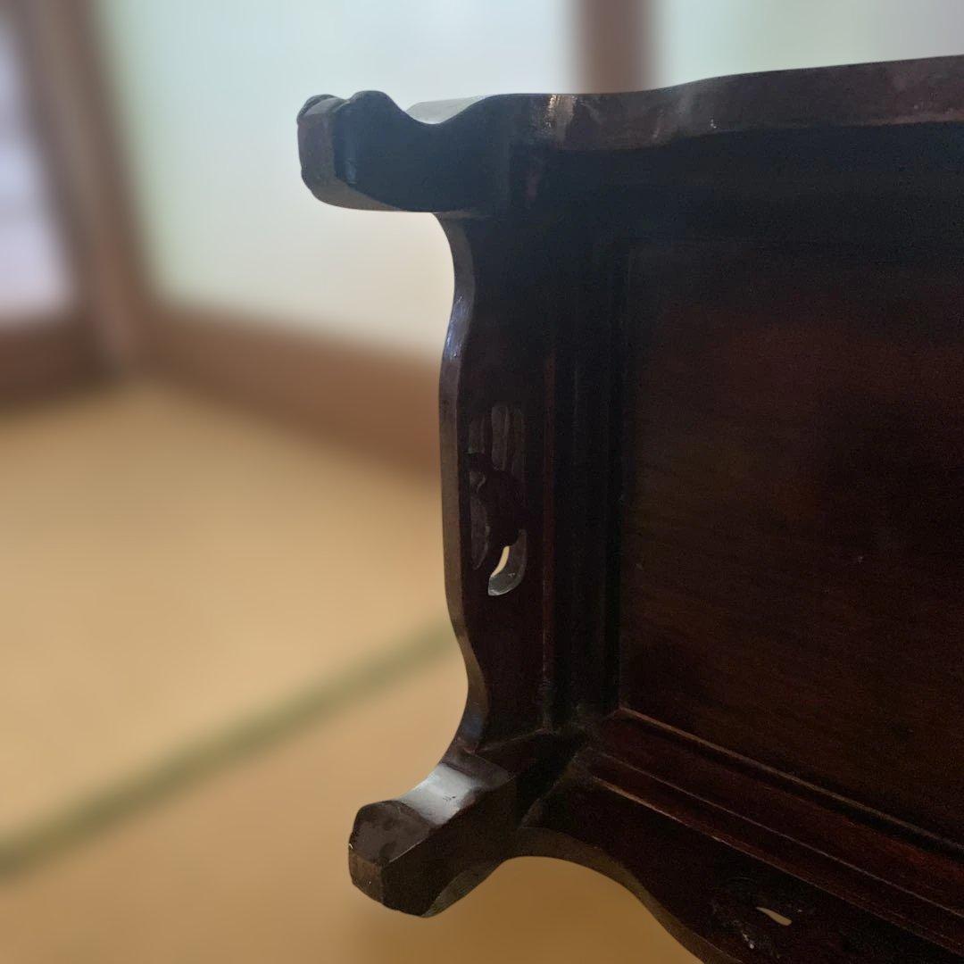 花瓶台　彫刻　ダークブラウン　木製　飾り台　置物　アジアン　床の間