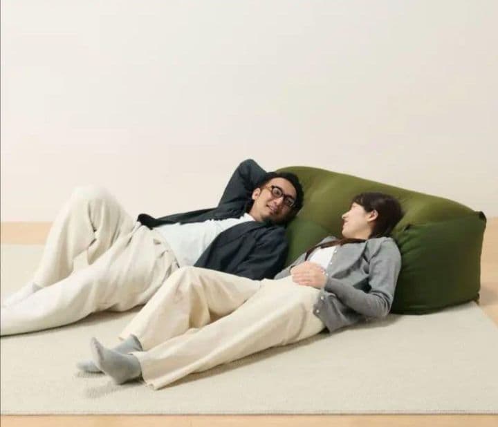 無印良品 人をダメにする ビーズソファ 長方形 カーキ