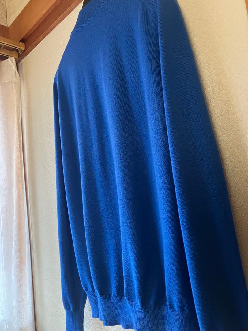 GRAN SASSO 12Gウールソリッドモックネックニット ブルー 48