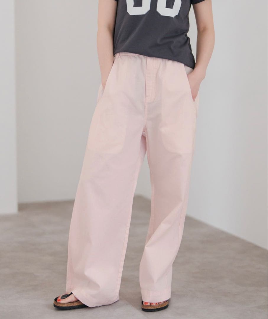 スピックアンドスパン完売ピンク ギャザーチノパンツ38 未使用