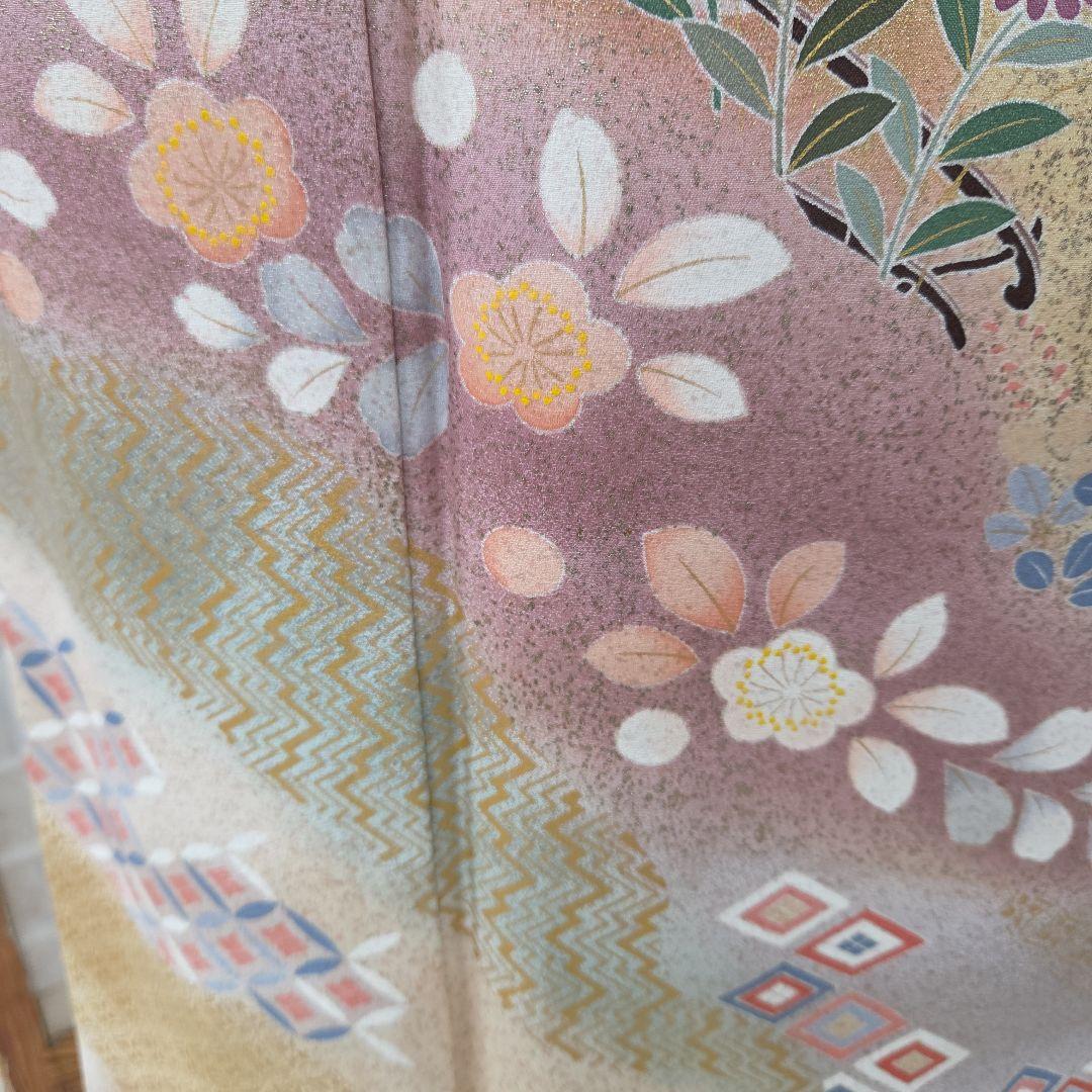 訪問着4点フルセット、着物、袋帯、帯締め、帯揚げ トールサイズ対応