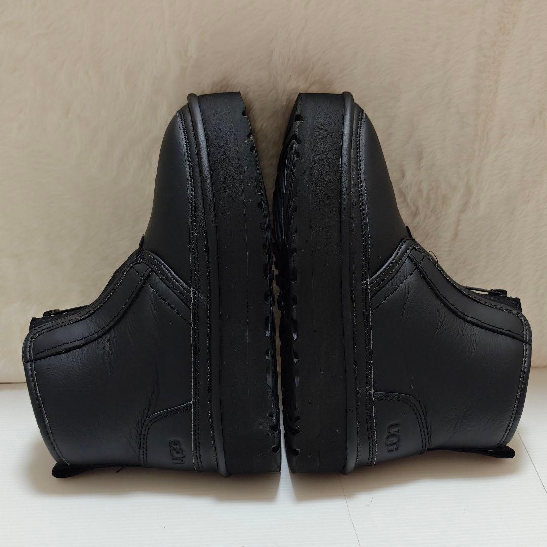 未使用級✨アグ　オールブラック　ムートンブーツ　厚底　フロントジップ 23cm