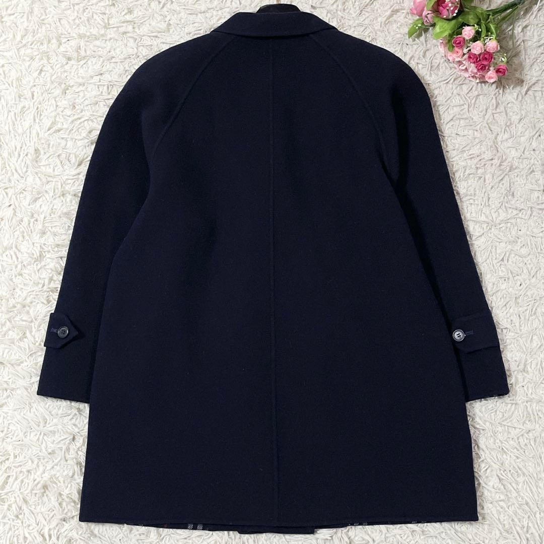 極美品● バーバリー コート ダブルフェイス ノバチェック ネイビー M