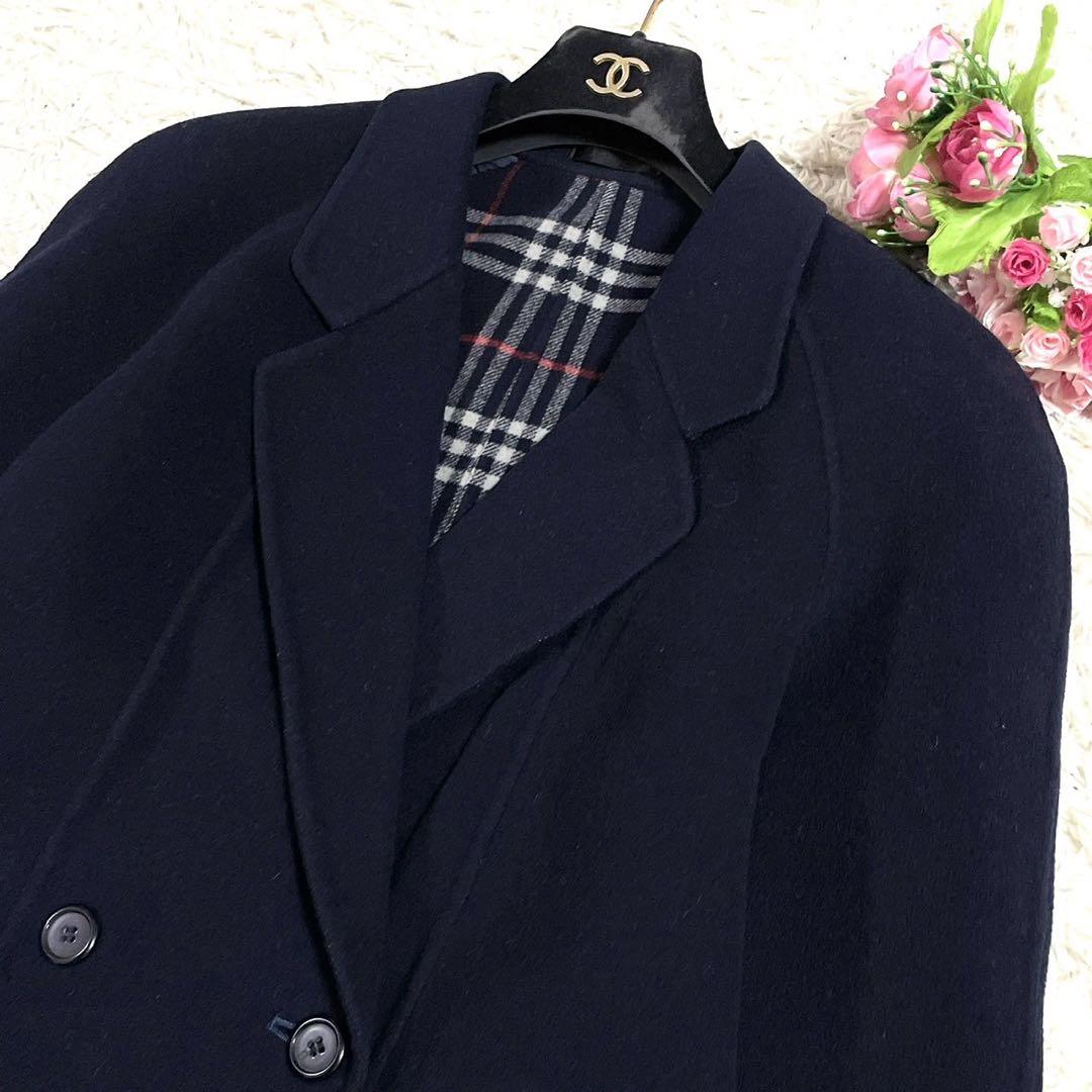 極美品● バーバリー コート ダブルフェイス ノバチェック ネイビー M