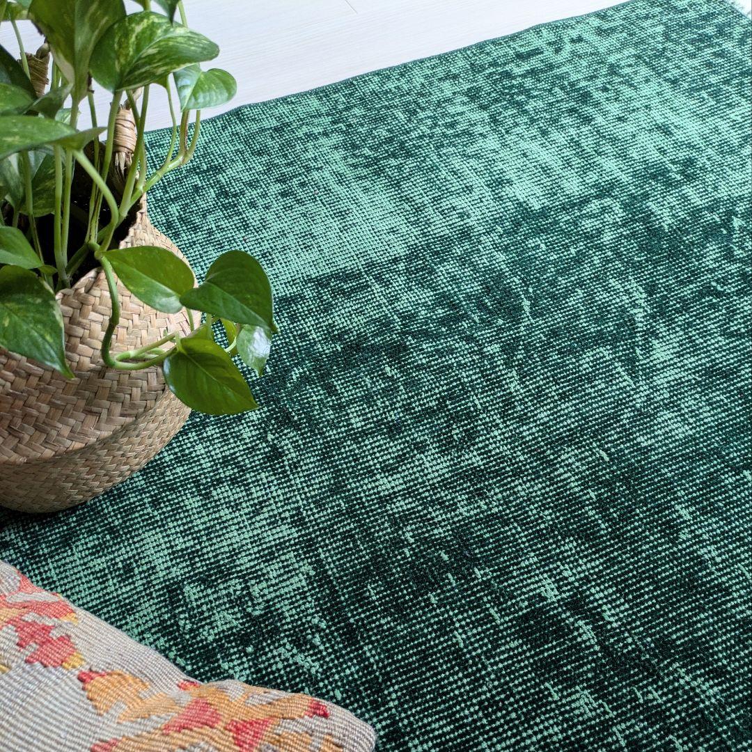 85×197 グリーンワンカラーオーバーダイ　トルコヴィンテージラグ