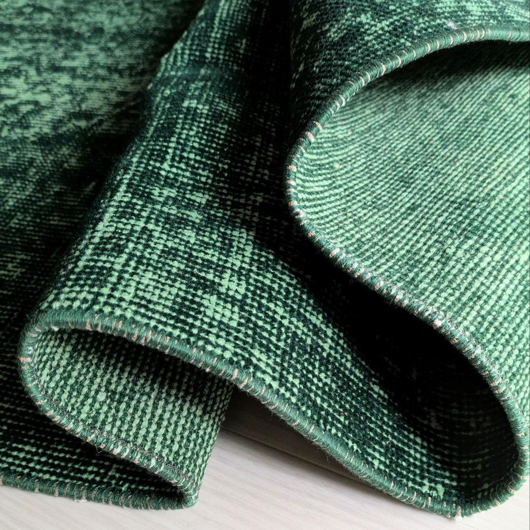 85×197 グリーンワンカラーオーバーダイ　トルコヴィンテージラグ