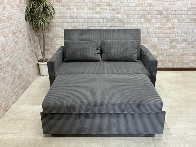 ソファーベッド　ソファ　２人掛け　ブラウン　グレー　コーデュロイ　新品