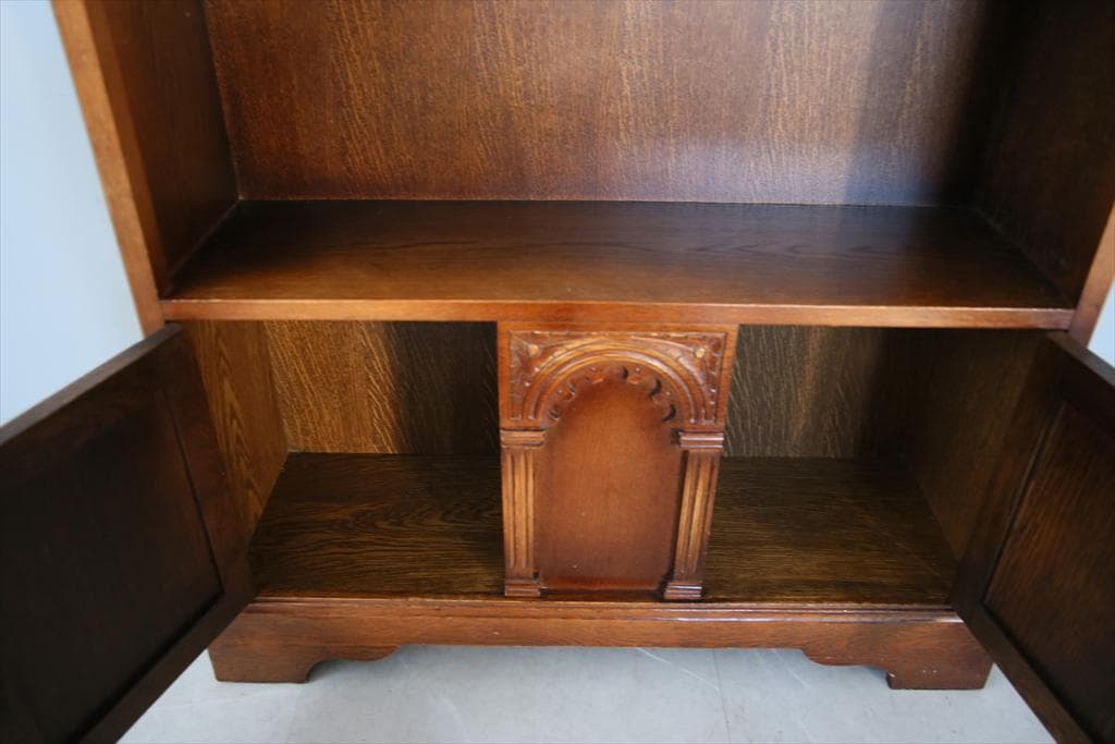 英国アンティーク木製ブックシェルフ/本棚/食器棚/飾り棚/収納ラック92-234