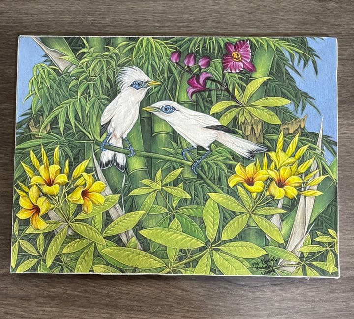 ウォールインテリア　アジアン　バリ絵画　ブンゴセカン　グリーン系【KA-6-2】