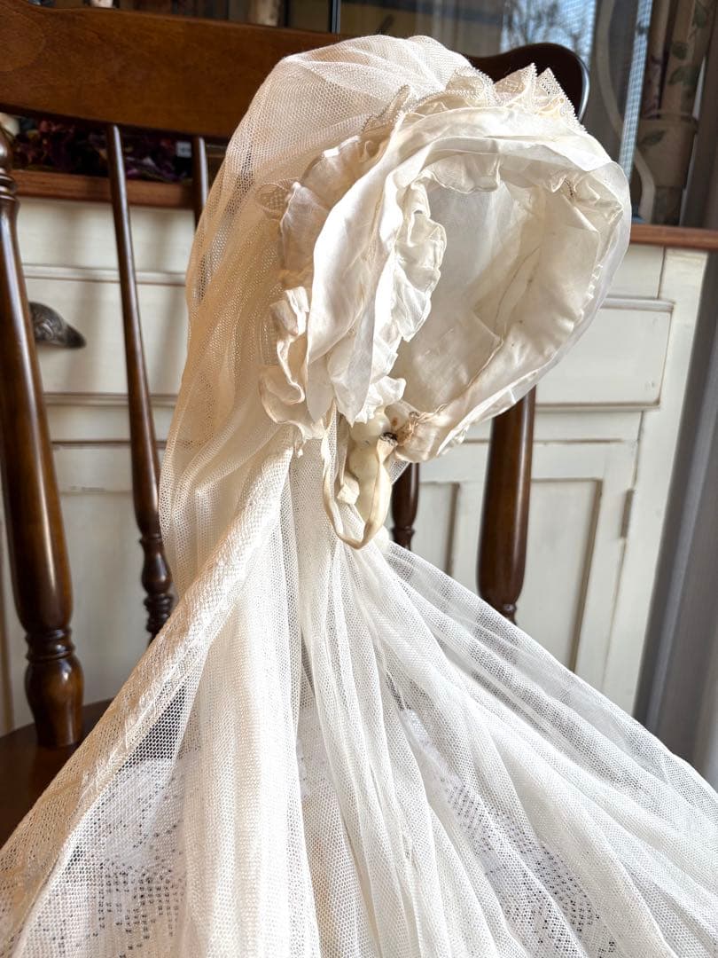 フランスアンティーク　セカンドコミュニオン　ヴェール　ボネ　初聖体拝領　ロザリオ