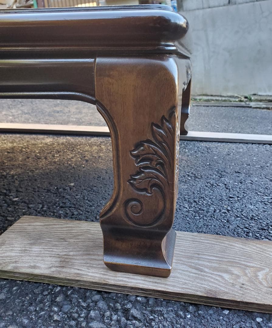 引き取り限定★重厚感のある彫刻脚★大型座卓★テーブル★古民家★木製★和風