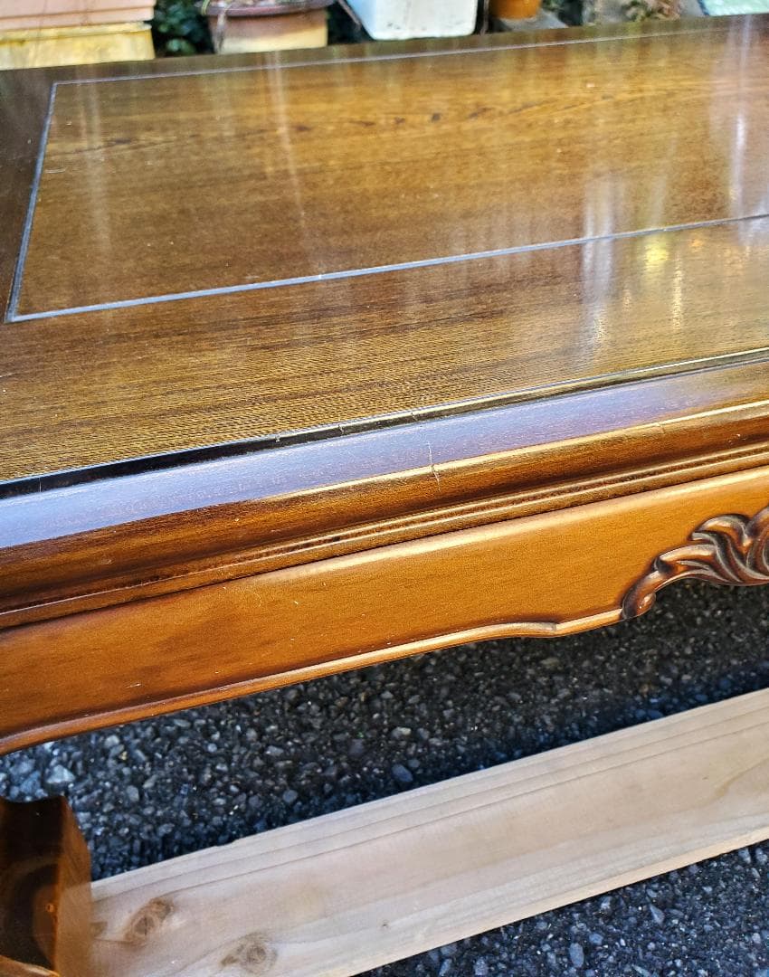 引き取り限定★重厚感のある彫刻脚★大型座卓★テーブル★古民家★木製★和風