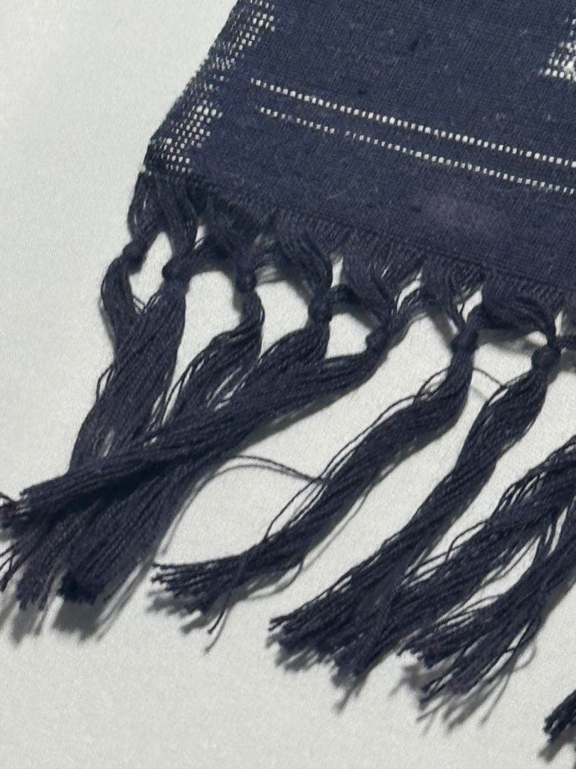 [ちびまるこ] 綿　反物　藍染　藍色　絣　紺　青　証紙付き　紬