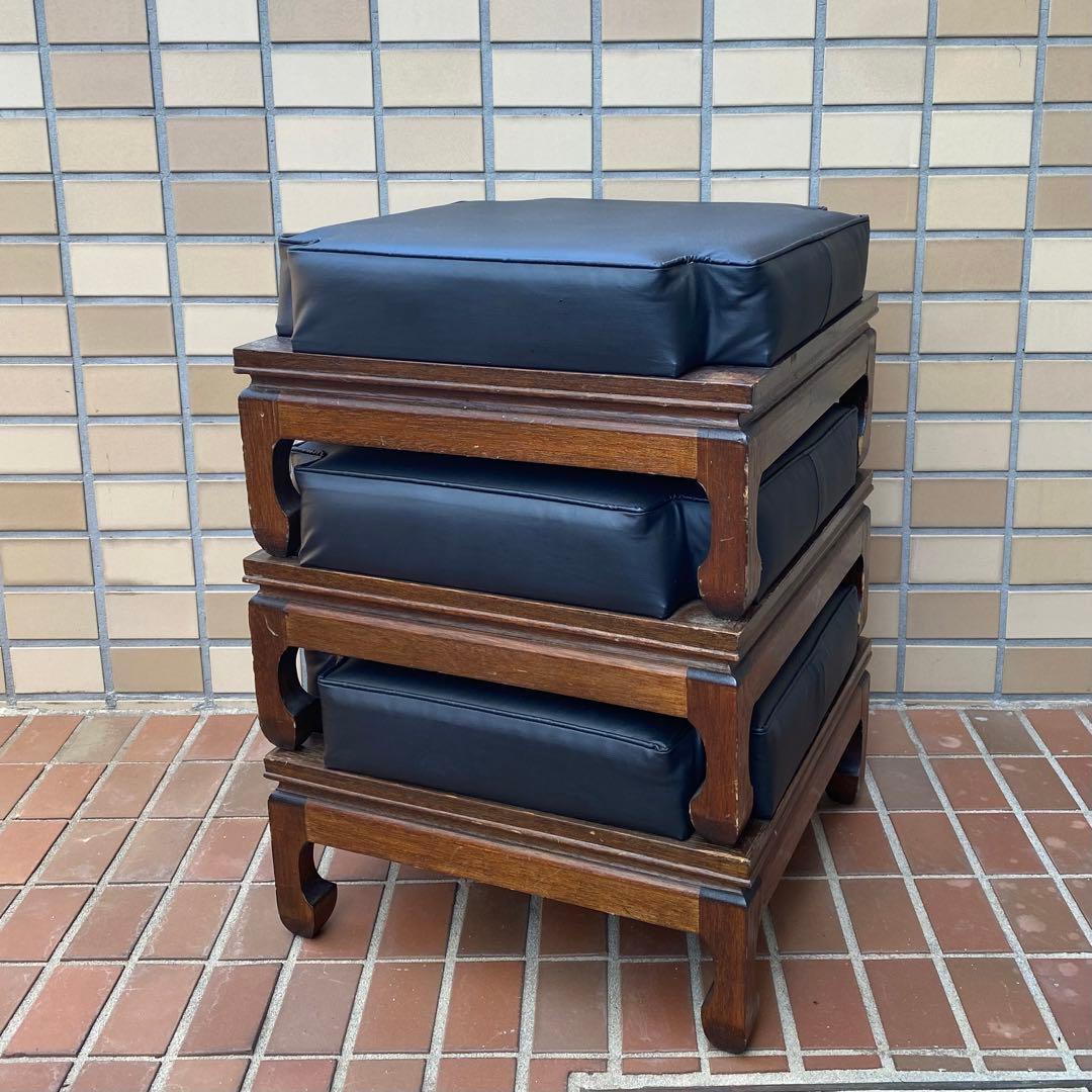 3段スタッキング オットマン/スツール椅子チェア★1960'ビンテージUSA