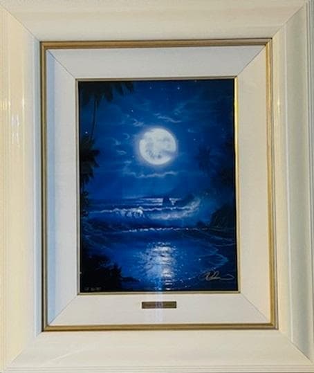 【真作】ダイヤ４個付クリスチャン・ラッセン Lassen「ミッドナイトブルーⅡ」