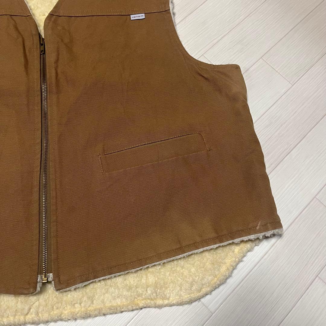 80s Carhartt ダック地ベスト 裏ボア 2XL