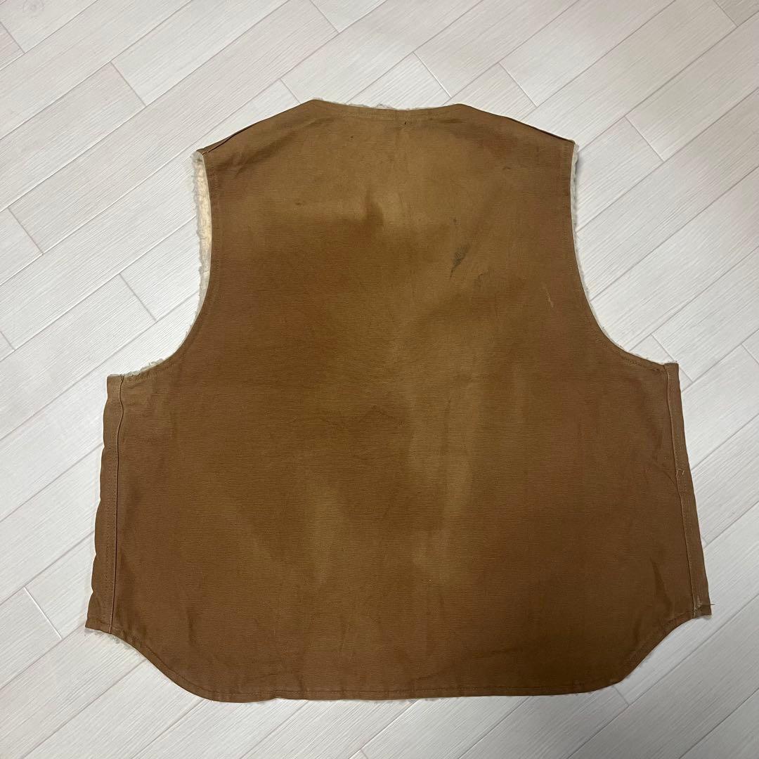 80s Carhartt ダック地ベスト 裏ボア 2XL