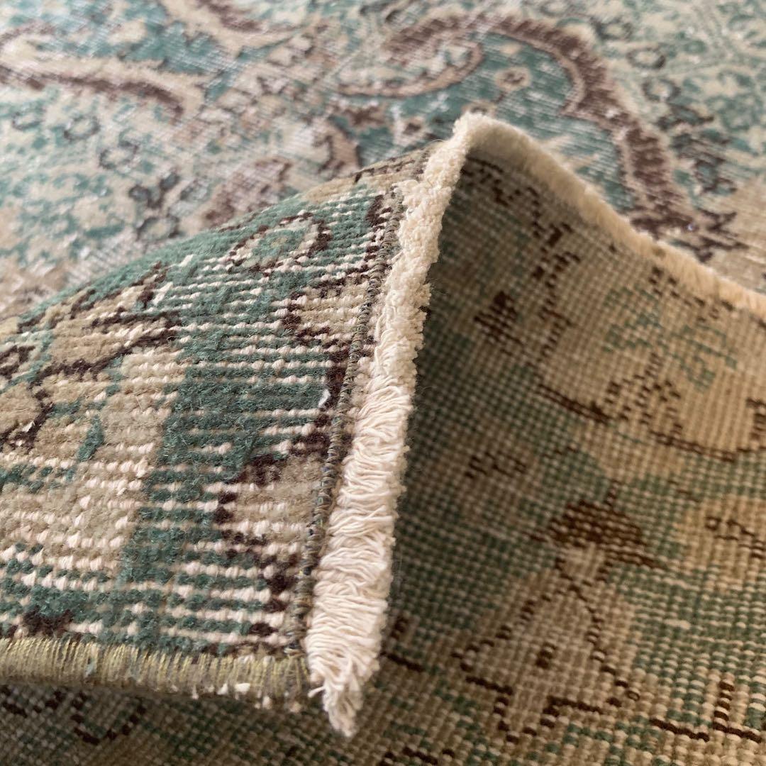 超大判　269×150宝石メダリオン　ピーコックグリーン　トルコヴィンテージラグ