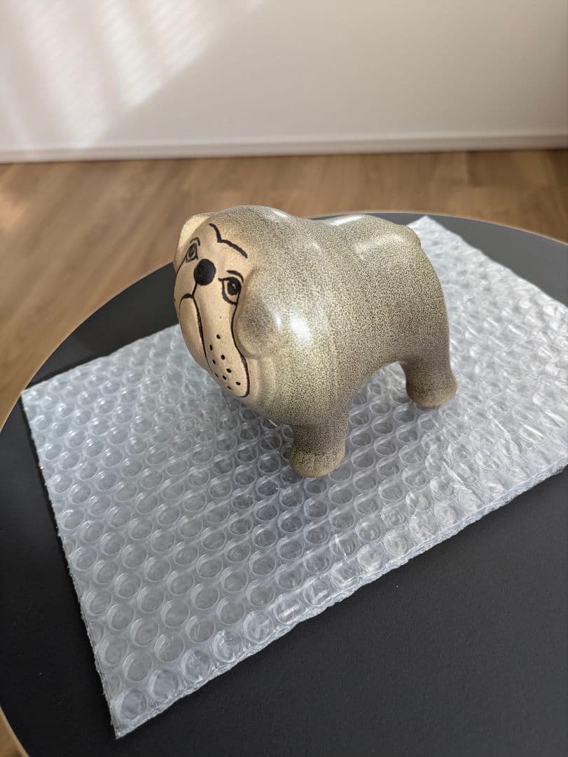 リサラーソン　ブルドッグ　グレー　ケンネル　犬　オブジェ