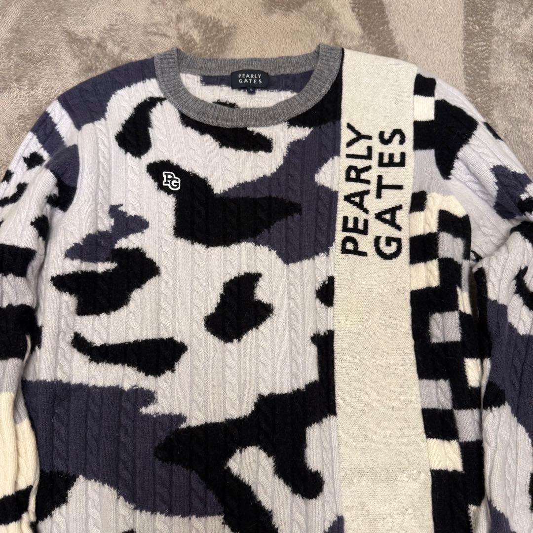 PEARLY GATES カモフラ ゴルフニットセーター サイズ6 XL 迷彩柄