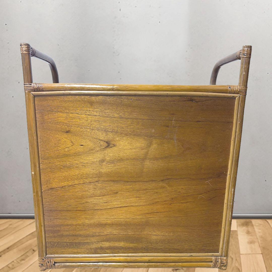 昭和レトロ ラタン サイドボード 電話台 古家具 4段引き出し箪笥