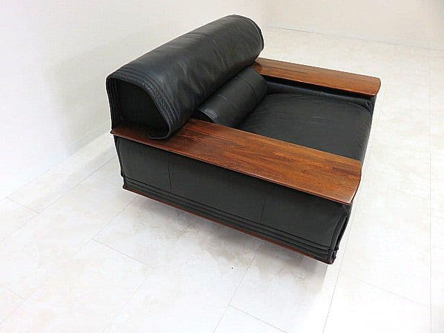 展示品　カリモク ビベンテ 本革1人掛けソファ 花梨材 ローズウッド