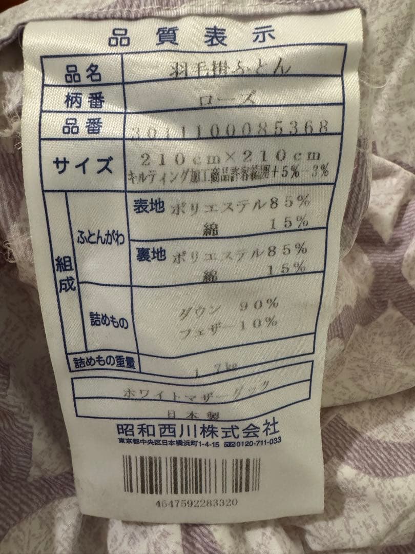 西川 羽毛布団 210cm x 210cm ホワイトマザーダウン90%