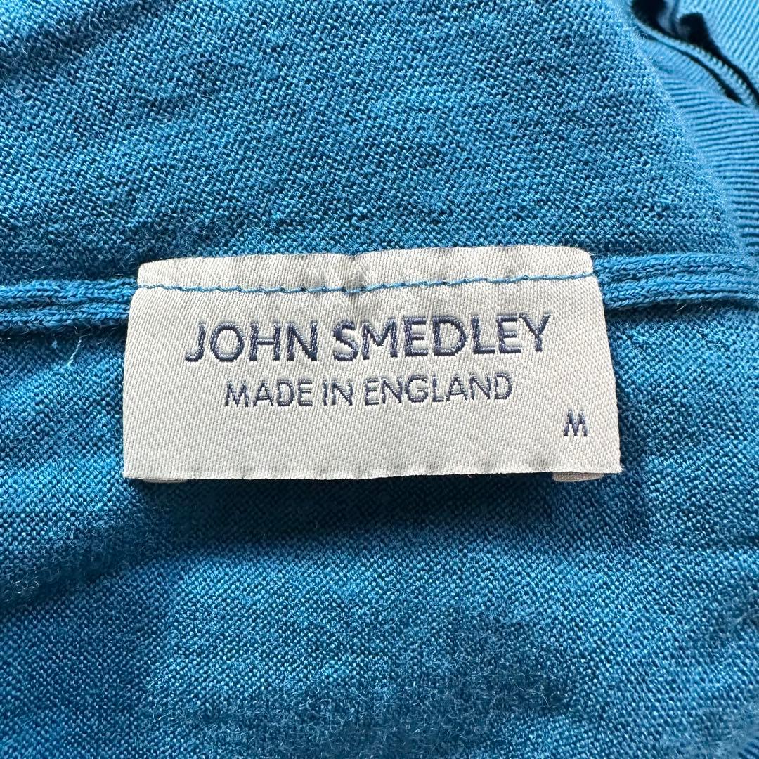 希少色 現行◎ジョンスメドレー モックネックセーター ウール メンズ ブルー M