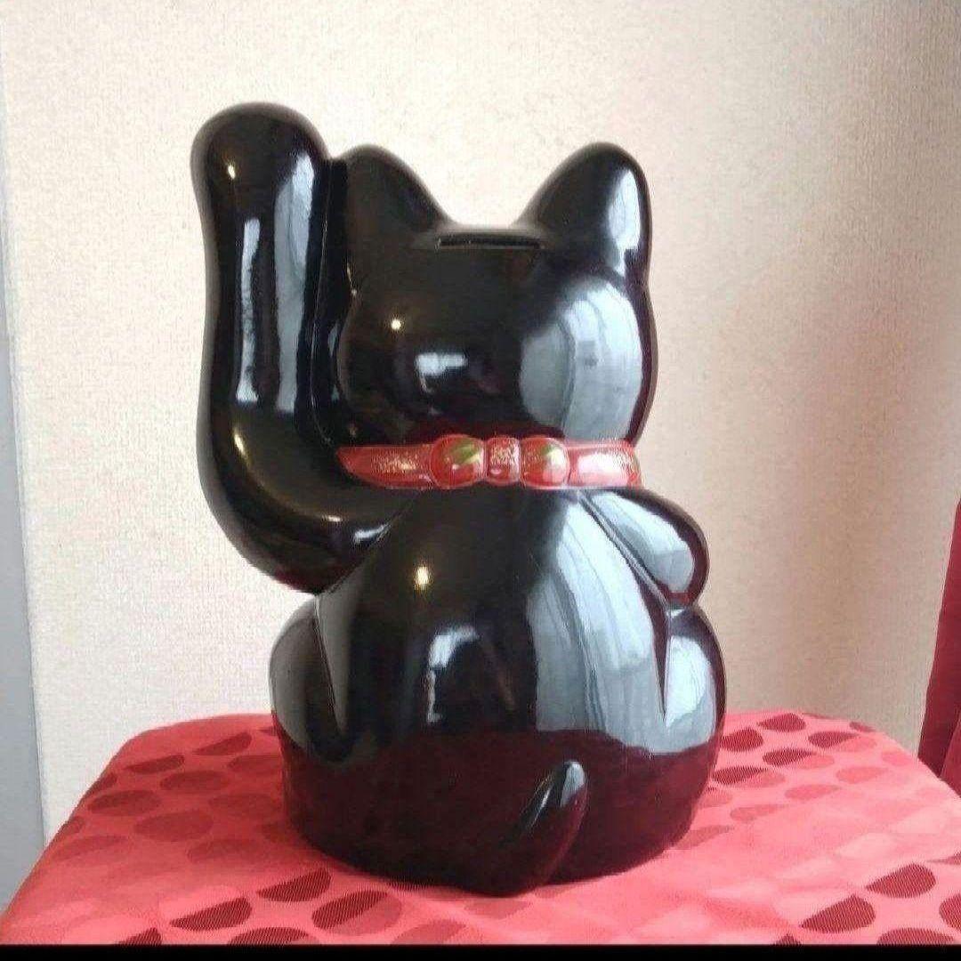 今だけ特別値引✨存在感抜群！厄除け招き猫★黒猫左手上げ8号手長・現品限り