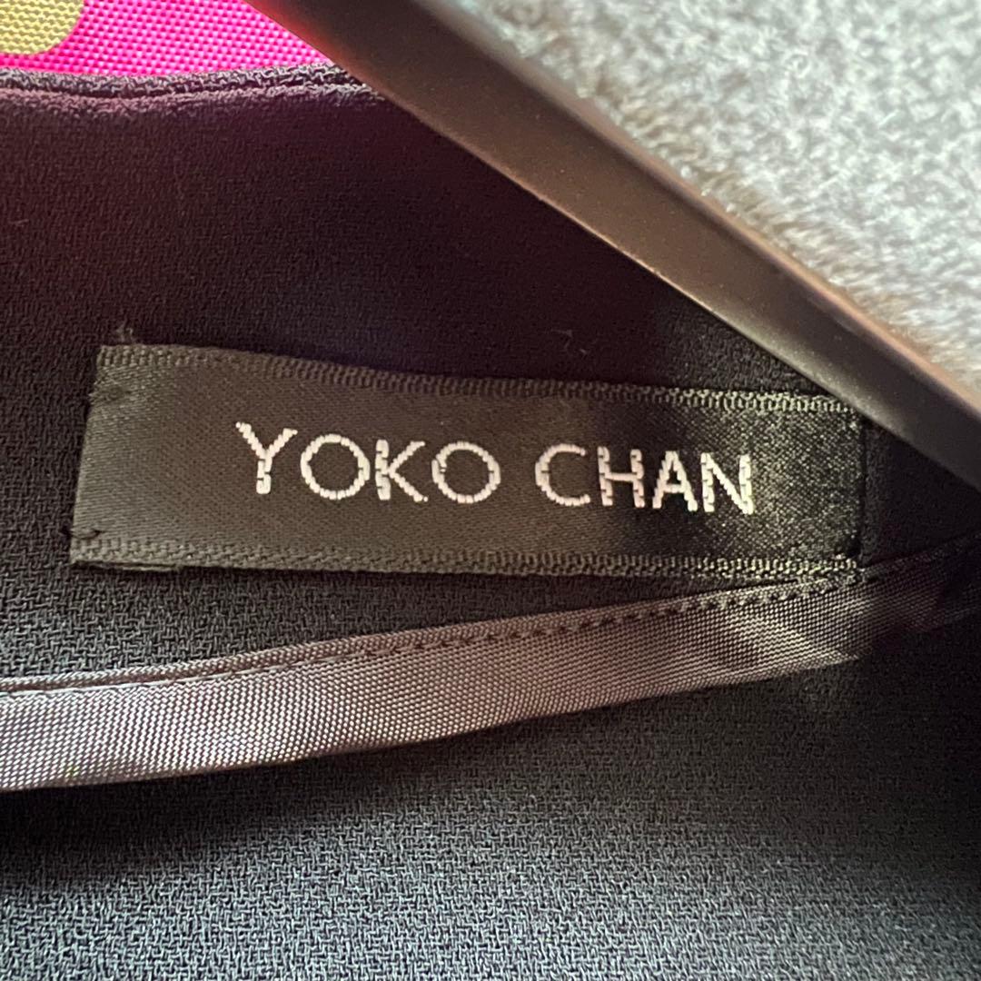 【美品】YOKO CHAN 膝丈ワンピース ブラック 36 長袖 バックテール