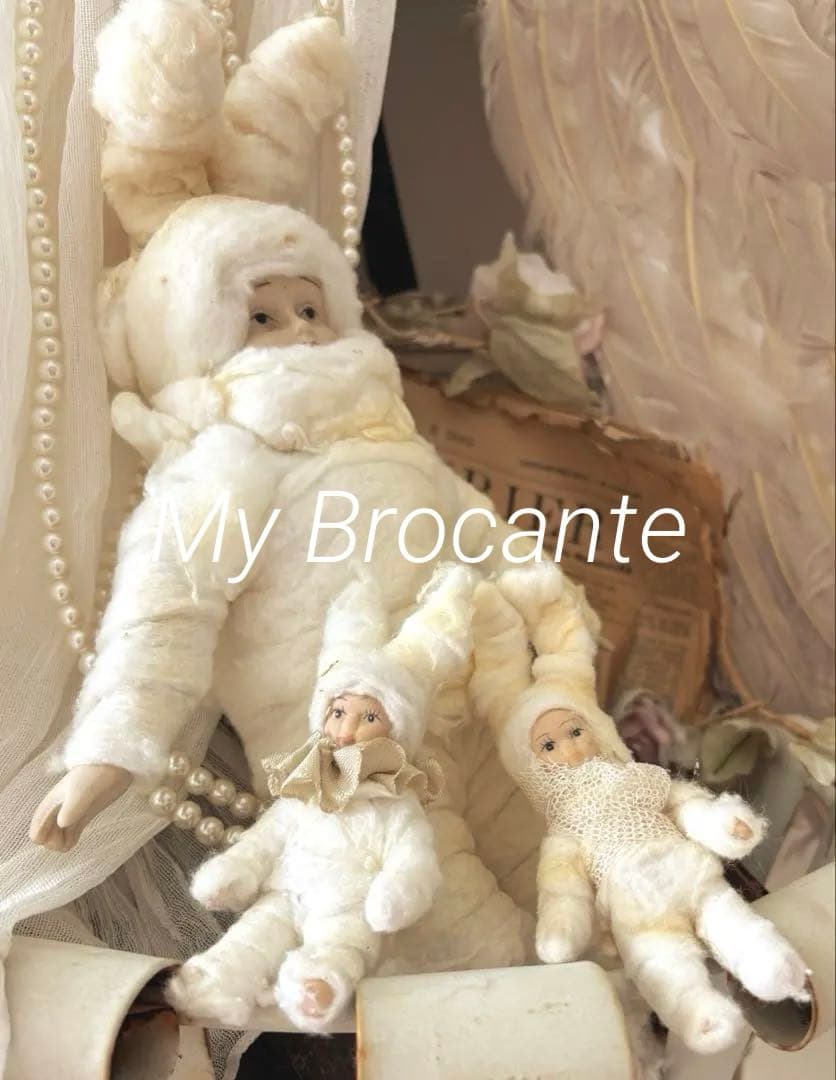 アンティーク雑貨 Handmade Cotton Bunny Dolls.