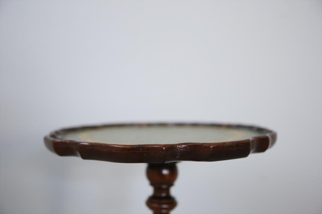 英国アンティーク木製ワインテーブル/サイドテーブル/丸机/飾り棚(89-98-7