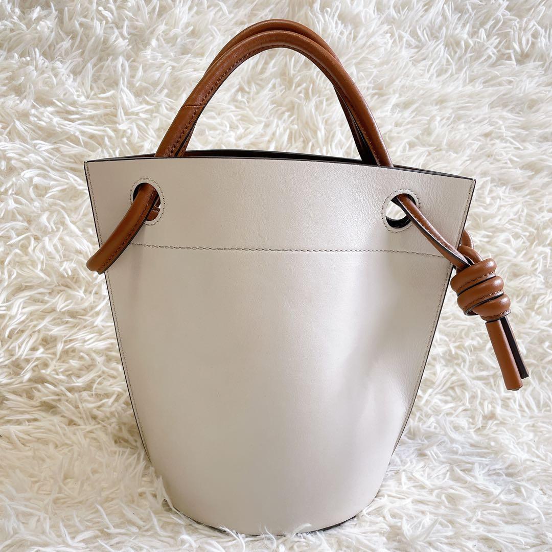 美品✨オルセット CORDAバケットバッグ ノット　牛革　巾着袋付き　バイカラー