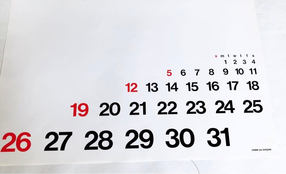 COMME des GARÇONS 1991年 カレンダー 希少