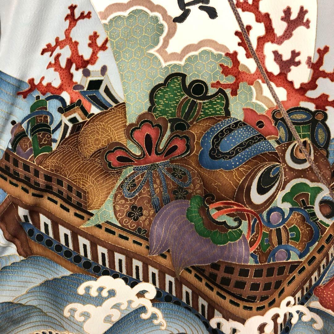 子供着物 襦袢付 男の子 お宮参り 一つ身 宝船 三歳 七五三 X-1005