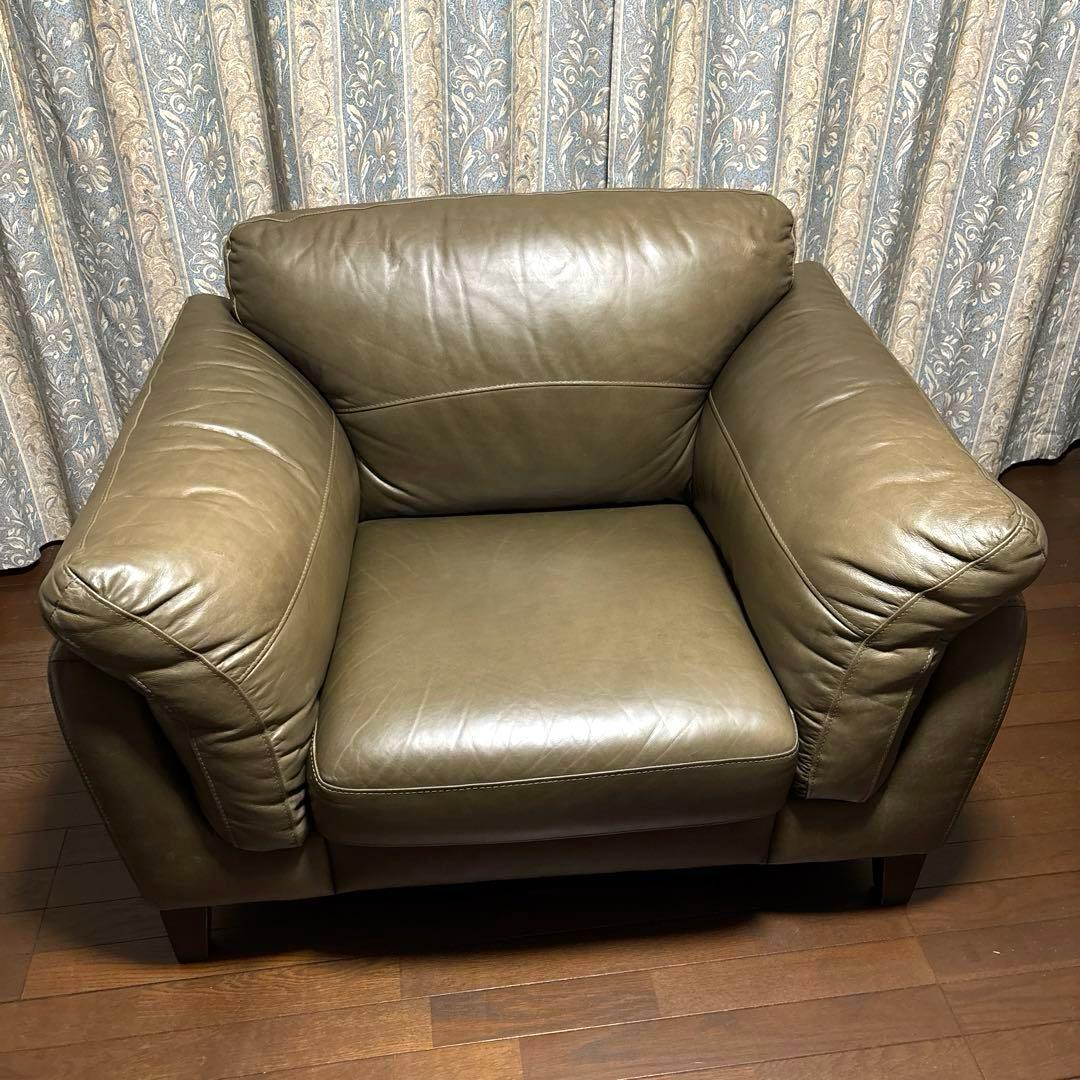 【良品】DULTON レザーソファ 1シーター マッドグレー