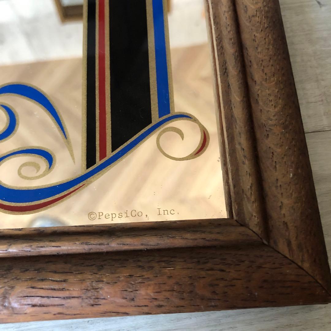 アメリカUSAビンテージペプシコーラ木枠フレームパブミラーバーサイン鏡40cm
