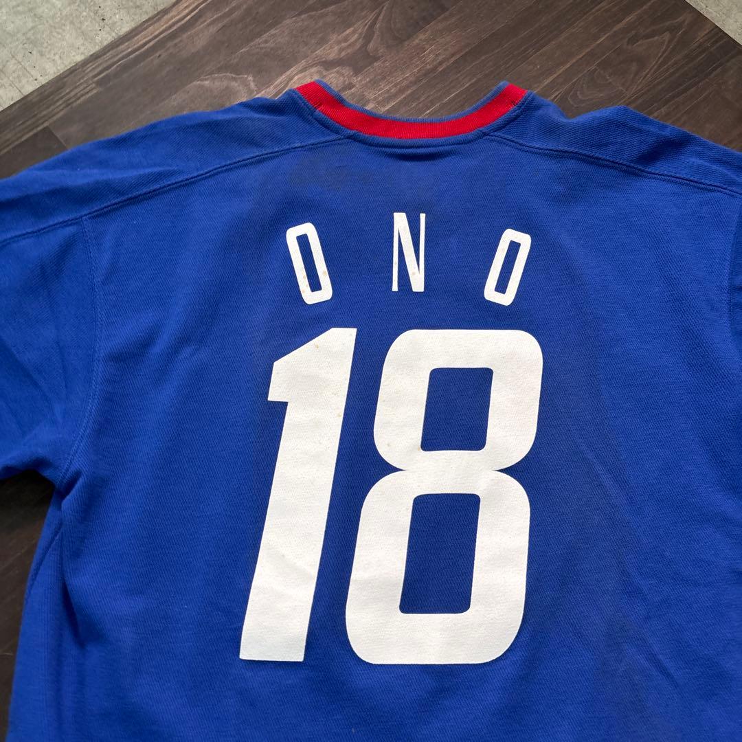 8SM1 小野伸二　日本代表　ゲームシャツ　Tシャツ　18番　青　サッカー　古着
