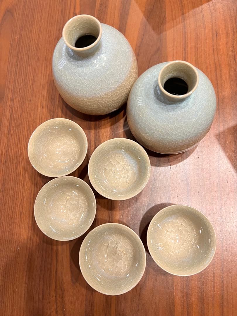 雪舟焼 酒器揃 不徹銘 共箱付 徳利盃