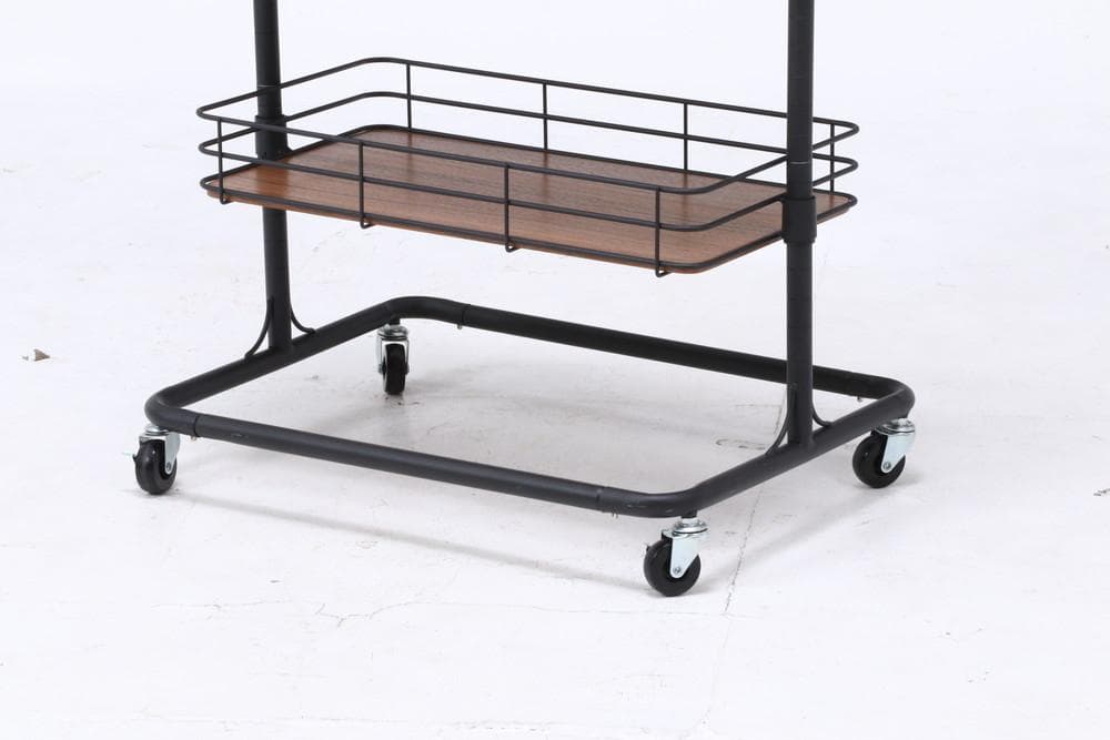 ハンガーラック　ＢＫ 　ブラック　スチールと木板がかっこいい幅60cm