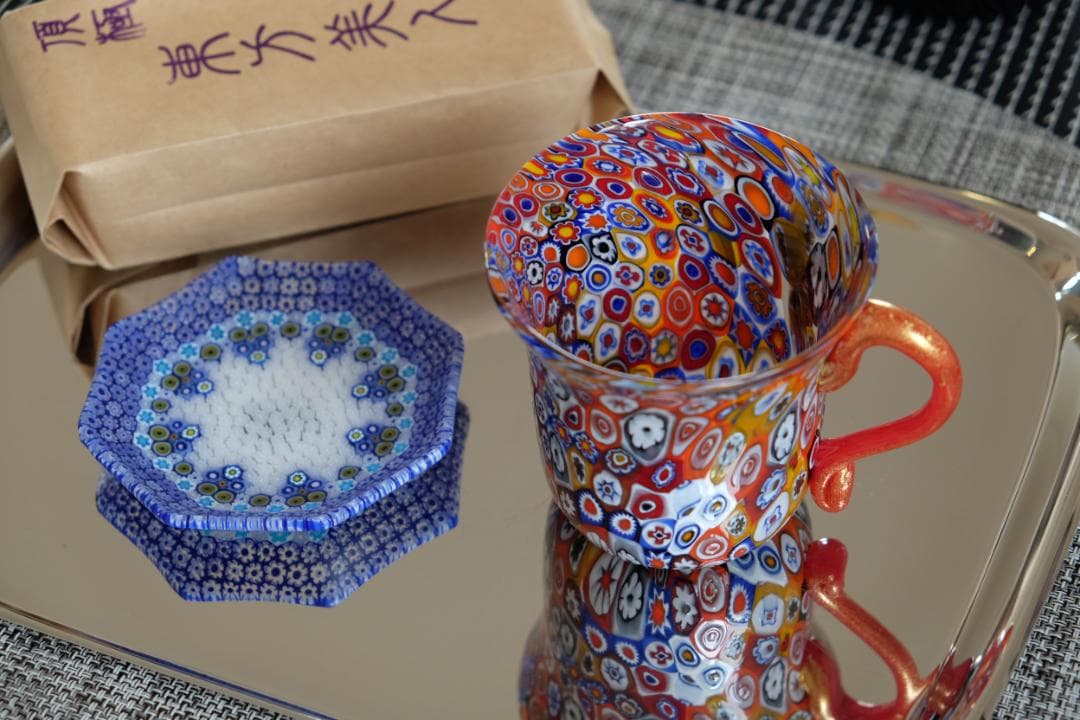 ベネチアンガラス ミルフィオリ プレート 検/メルハバ 飯塚亜裕子 江波冨士子